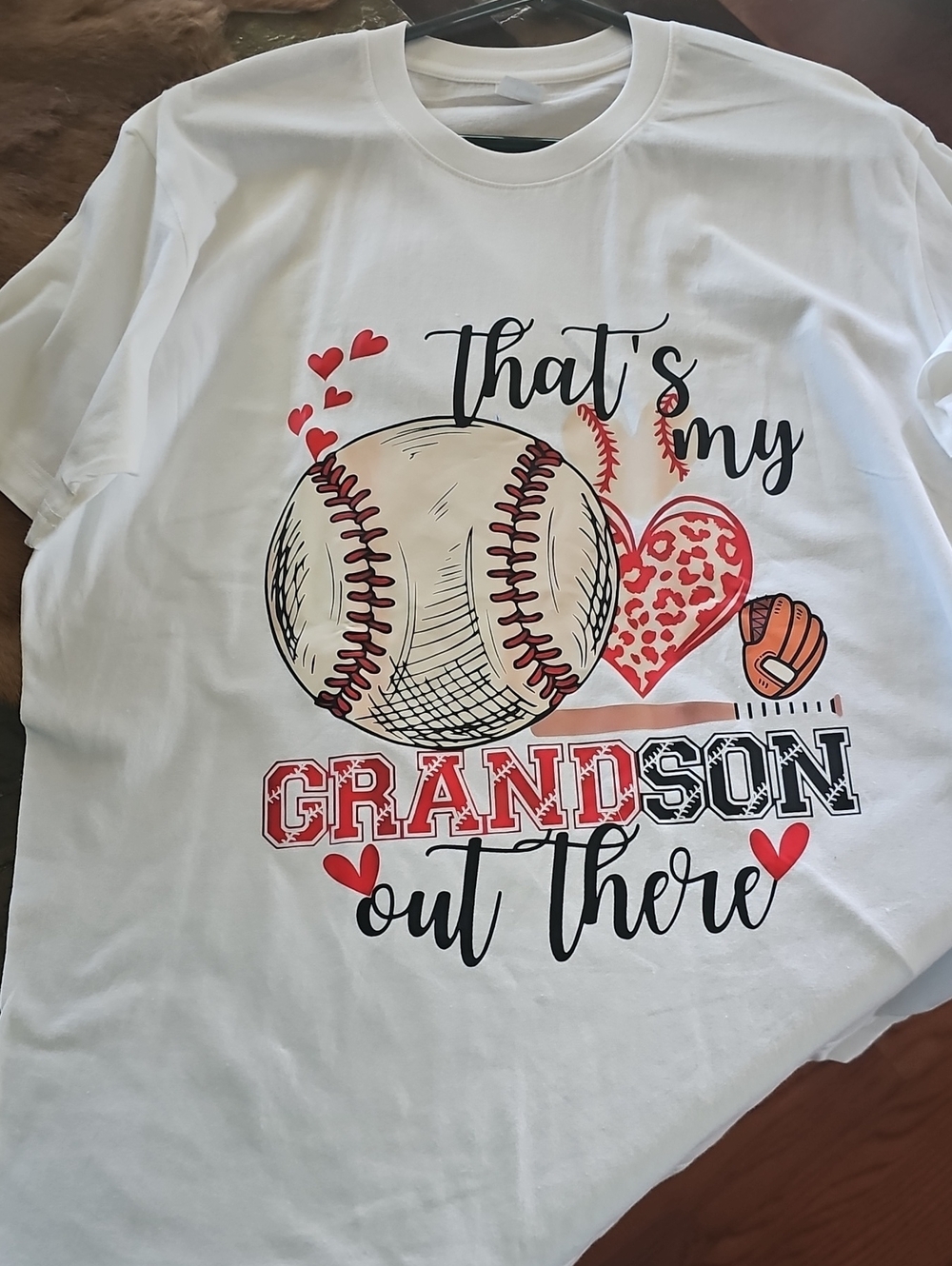 White 'That's My Grandson Out There' Baseball Graphic Tee